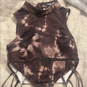 I.AM.GIA Women's Brown Tie-Dye Top